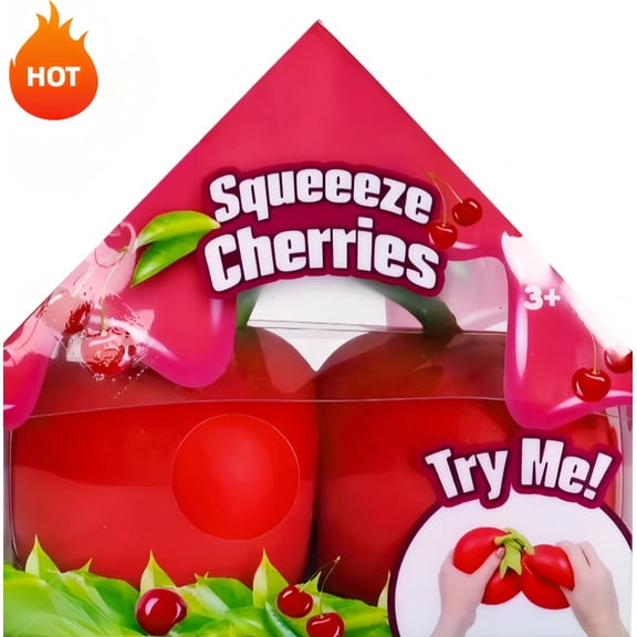 Squeezy Cherries- 6 Inch Ultra-Soft Slow Rising Jumbo Squishy Cherries, Stress Relief Toy for Adults, Focus & Relaxation