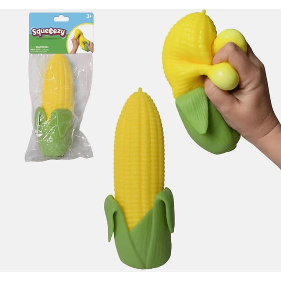Squeezy Corn on the Cob Fidget, Peelable Corn Squeeze Item with Removable Husk for Desk, Study Breaks, Travel, and Sensory Hand Activity