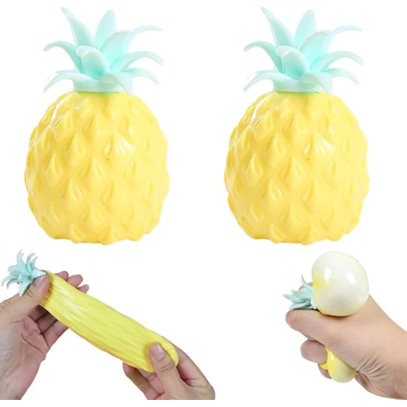 Squeezy Pineapple Squishy, Fruit Squishy Stress Balls, Soft Squeeze Stress Relief, 2 Pack (Pineapple)