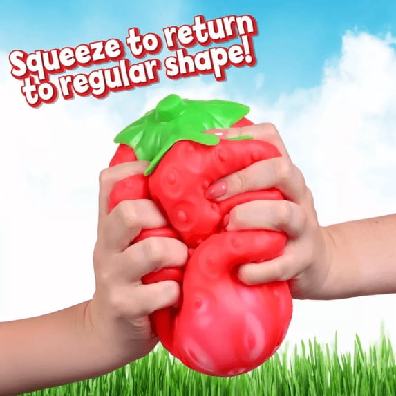 Squeezy Strawberry Toys, Squeezy Sensory Toys, Slow Rising Squishy Relief Soft Tress Relief & Fidget Toys, Fruit Toys