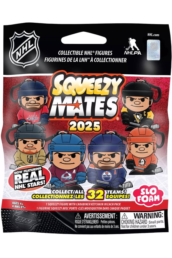 Squeezymates NHL 2025 Slo-foam Figure Keychain Pack
