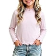 thumbnail image 1 of Squevariel Girls' Solid Color Tee Long Sleeve Top with Ruffle Sleeves T Shirts for 0-10 Year, 1 of 6