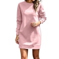 thumbnail image 1 of Squevariel Long Sleeve Sweatshirt Dress for Women Crew Neck Solid Color Casual Dress Mini Dress, 1 of 9