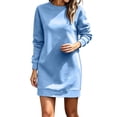 thumbnail image 1 of Squevariel Long Sleeve Sweatshirt Dress for Women Crew Neck Solid Color Casual Dress Mini Dress, 1 of 9