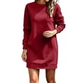 thumbnail image 1 of Squevariel Long Sleeve Sweatshirt Dress for Women Crew Neck Solid Color Casual Dress Mini Dress, 1 of 9
