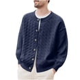 thumbnail image 1 of Squevariel Mens Cardigan Sweaters Crew Neck Long Sleeve Soft Stretch Sweaters Casual Solid Color Knitted Sweaters, 1 of 3