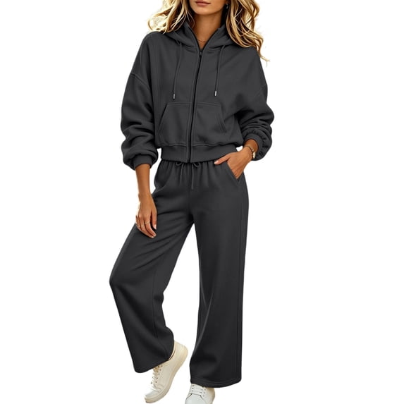Squevariel Sweatsuits 2 Piece Tracksuit Set Long Sleeve Zip Up Sweatshirt Hoodies And Sweatpants Jogger Trendy Sweatsuit Outfits