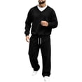 thumbnail image 1 of Squevariel V Neck Sweatsuits for Men Long Sleeve Pullover Jogging Tracksuit 2 Piece Athletic Casual Solid Sweatshirt And Sweatpants, 1 of 6