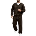 thumbnail image 1 of Squevariel V Neck Sweatsuits for Men Long Sleeve Pullover Jogging Tracksuit 2 Piece Athletic Casual Solid Sweatshirt And Sweatpants, 1 of 6