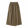 thumbnail image 1 of Squevariel Women Loose Pants Solid Color Elastic High Waisted Casual Pants Flowy Vacation Pants with Pockets, 1 of 5