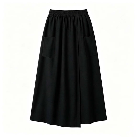 Squevariel Women Loose Pants Solid Color Elastic High Waisted Casual Pants Flowy Vacation Pants with Pockets