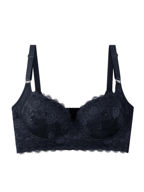 Women Plus Size Push Up Bra Lace Print Solid Color Underwire Bras Lightly Padded Breathable Bra,34A-48A
