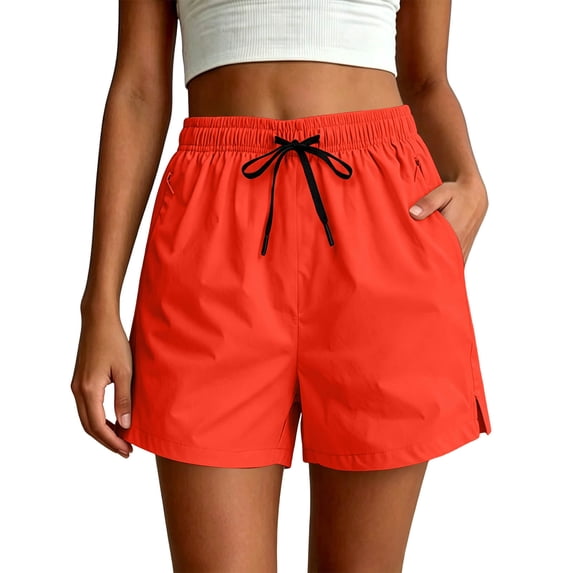 Squevariel Women's Athletic Shorts Quick Dry Ice Silk Shorts Drawstring Elastic Waist Lightweight Shorts with Pockets