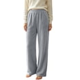 thumbnail image 1 of Squevariel Women's Pajama Pants Solid Color Elastic Waist Straight Leg Pants Lounge Sleep Bottoms, 1 of 6