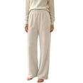 thumbnail image 1 of Squevariel Women's Pajama Pants Solid Color Elastic Waist Straight Leg Pants Lounge Sleep Bottoms, 1 of 6