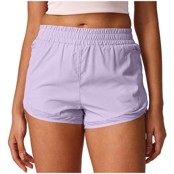 Squevariel Womens Quick Dry Shorts Workout Solid Color Elastic Waist Athletic Shorts Summer Lightweight Shorts with Pockets