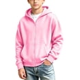 thumbnail image 1 of Squevariel Zip up Hooded Sweatshirt Kids Lightweight Solid Fashion Hooded Sweatshirt with Front Pockets 4-15 Years, 1 of 5