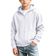thumbnail image 1 of Squevariel Zip up Hooded Sweatshirt Kids Lightweight Solid Fashion Hooded Sweatshirt with Front Pockets 4-15 Years, 1 of 5