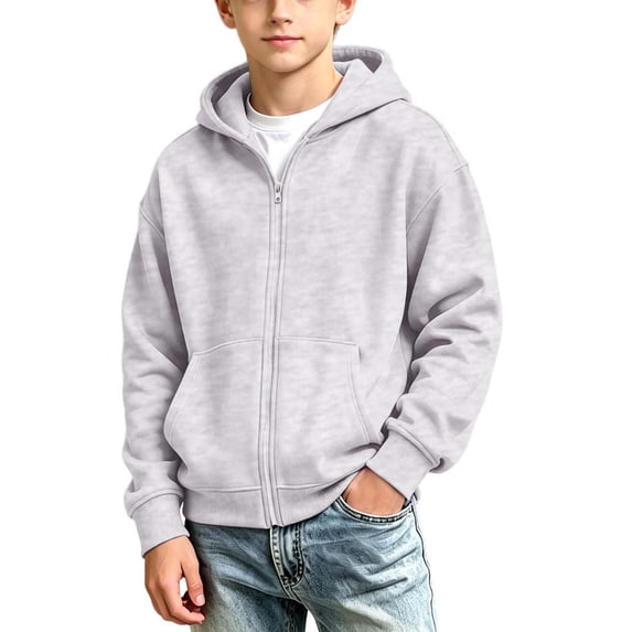 Squevariel Zip up Hooded Sweatshirt Kids Lightweight Solid Fashion Hooded Sweatshirt with Front Pockets 4-15 Years