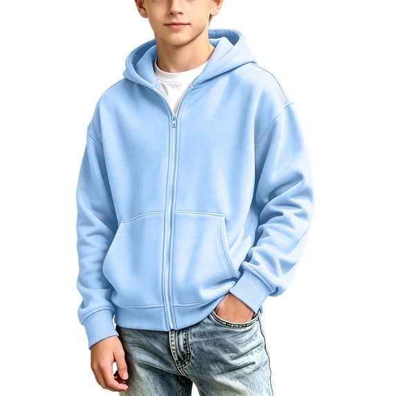 Squevariel Zip up Hooded Sweatshirt Kids Lightweight Solid Fashion Hooded Sweatshirt with Front Pockets 4-15 Years