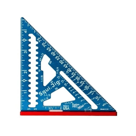 Squi.jig Fusion Pro Rwb 7 1/2 Inch Aluminum Rafter Square With 3/16 Inch Heel