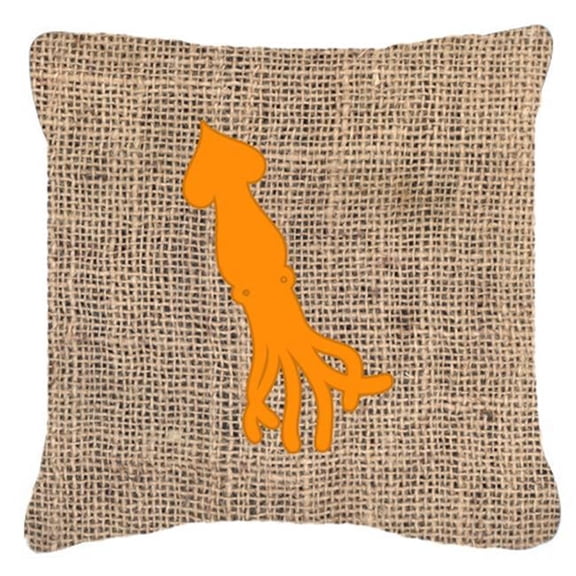 Squid Burlap And Orange Indoor & Outdoor Fabric Decorative Pillow - Orange - 14 x 3 x 14 in.