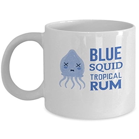 Squid 11 oz Coffee Mug - Blue Tropical Rum White Ceramic Gift
