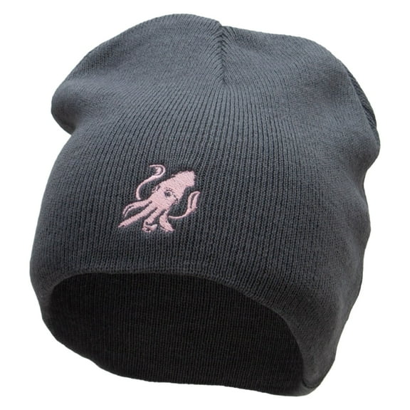 Squid Embroidered 8 Inch Short Beanie - Dk Grey OSFM