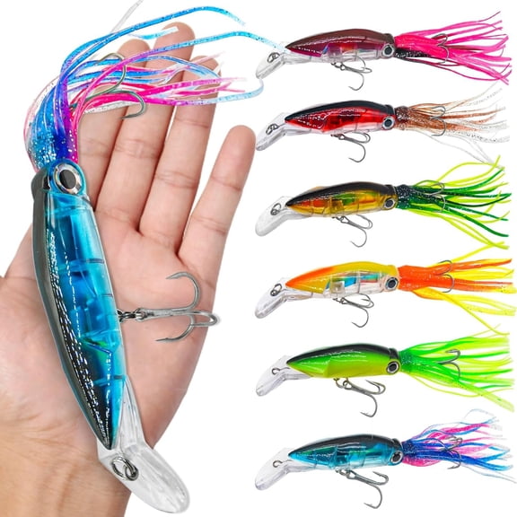 Squid Fishing Lures Set, Fishing Squid Lures Soft Luminous, Large  Artificial Lures Baits Lifelike Plastic Fishing Soft Lure for Saltwater and Freshwater