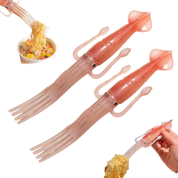 Squid Fork, Octopus Shaped Pasta & Ramen Noodle Fork, Funny Seafood Kitchen Utensil, Creative Japanese Cuisine Gadget, Novelty Ocean-Inspired Spaghetti Tableware