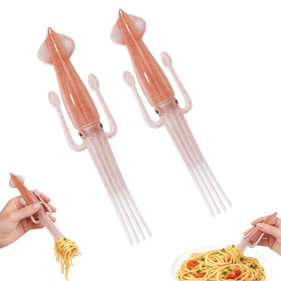Squid Fork, Pasta Fork, Squid Shaped Spaghetti Forks, Noodle Twirling Utensils, Reusable Seafood Design Cutlery for Pasta, Kitchen Dining Accessories