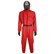 KJDFDANVNS Squid Game Kids,Squid Game Outfit Guard Jumpsuit ,Unisex Boys Girls（No Masks） Red 4-5 Year
