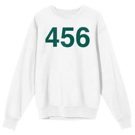 Squid Game - Number 456 on White Adult Crew Neck Sweatshirt - Medium