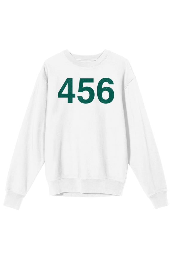 Squid Game - Number 456 on White Adult Crew Neck Sweatshirt - XXL