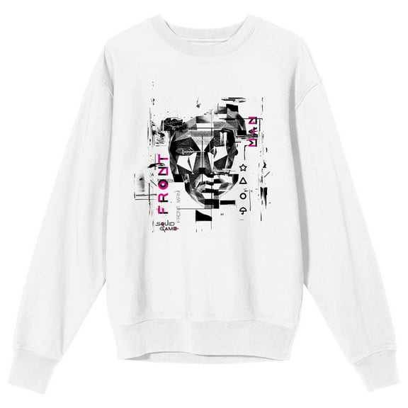 Squid Game The Frontman Adult White Crew Neck Sweatshirt-Medium