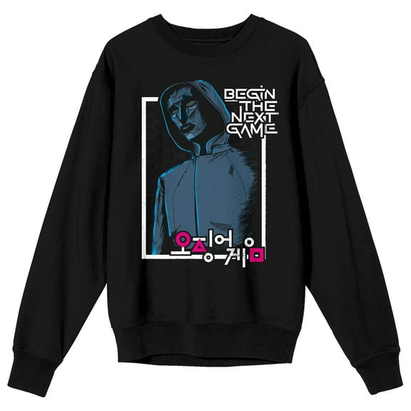 Squid Game The Frontman Begin the Next Game Adult Black Crew Neck Sweatshirt-Medium