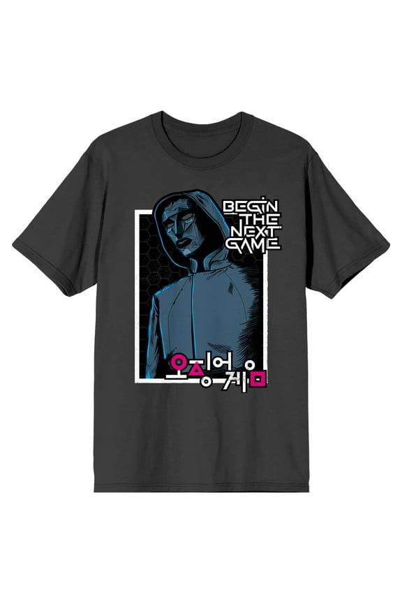 Squid Game The Frontman Begin the Next Game Men's Charcoal Short Sleeve Tee-3XL