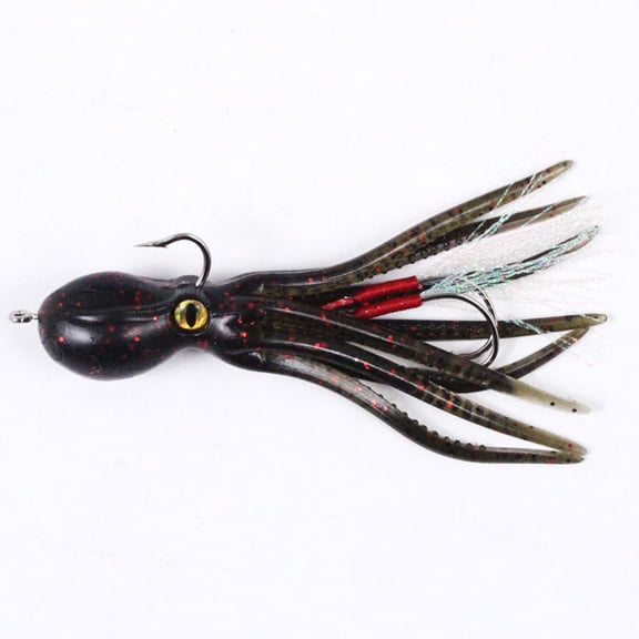 Squid Skirts Fishing Lure 11Cm Soft Bait Saltwater Sea Tackle With Double Hook Assist Rig For Bass Predatory Fish(Dark Green)