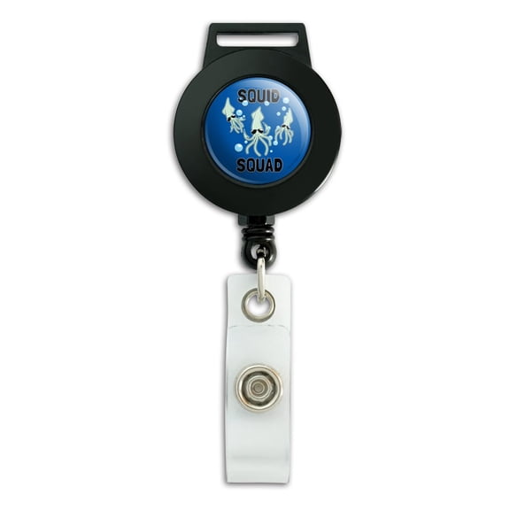 Squid Squad Ocean Aquatic Funny Humor Lanyard Retractable Reel Badge ID Card Holder