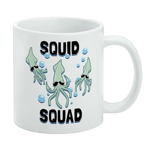 Squid Squad Ocean Aquatic Funny Humor White Mug