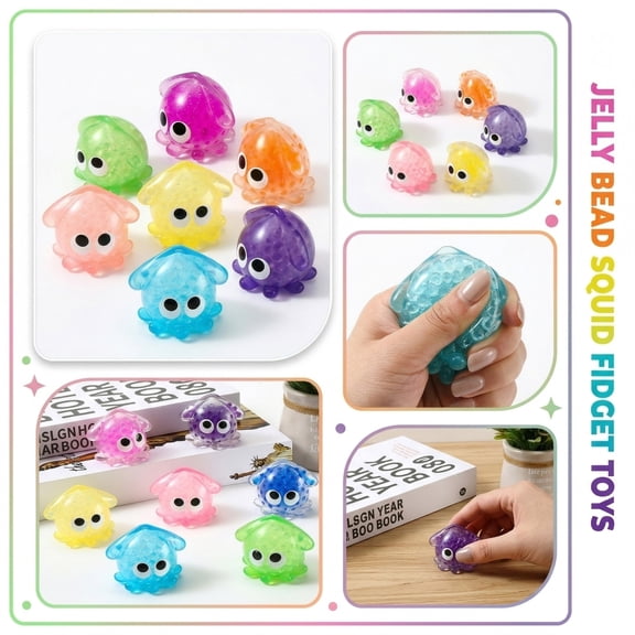 Squid Squishy Mystery Box,Plush Water-Feel Slow-Rising Sensory Fidget for Stress Relief,Soft Squeeze Washable Stress Ball,Quiet Stimming for Adult Fun