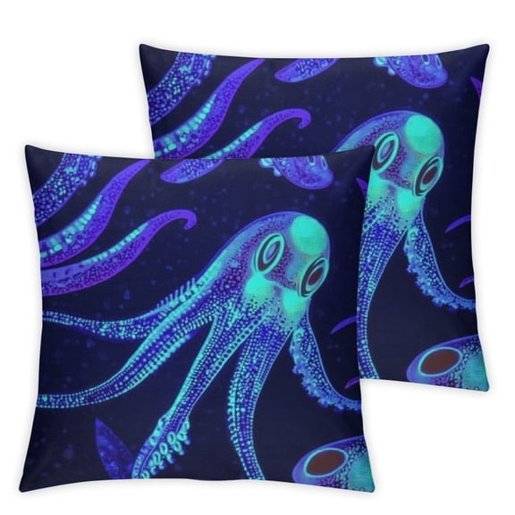 Squid Swimming Throw Pillow Covers Pillow Cover with Zipper Throw Pillow Cases Double Sided Plush Pillow Covers Decorative Throw Pillows Covers for Couch Living Room Bedroom