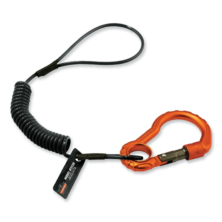 Squids 3156 Coiled Tool Lanyard with Carabiner, 2 lb Max Work Capacity, 12