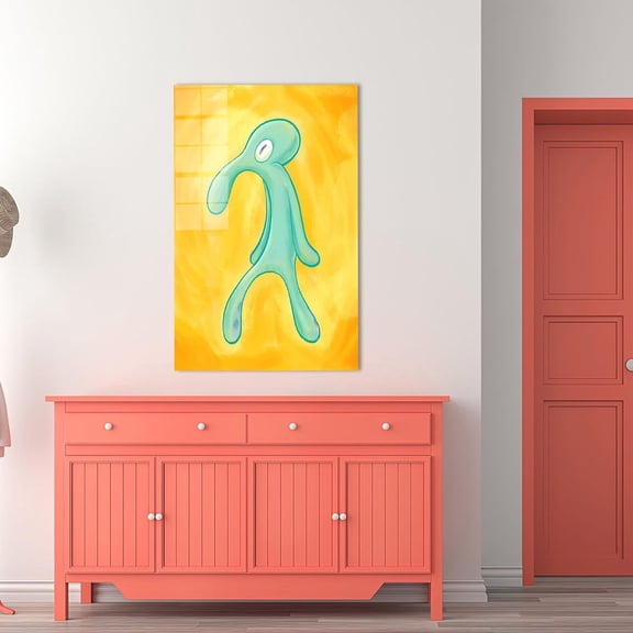 Squidward Glass Wall, Modern Tempered Glass, Squidward Glass, Bold And Brash Wall Decor, Wedding Gift For Couple, 8X10 UNFRAMED