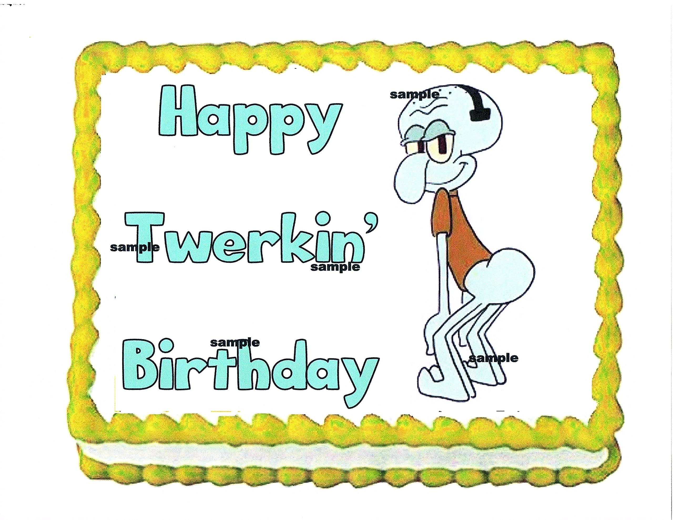 Edible Cake Toppers Spongebob Squidward Happy Twerking Birthday Edible ...
