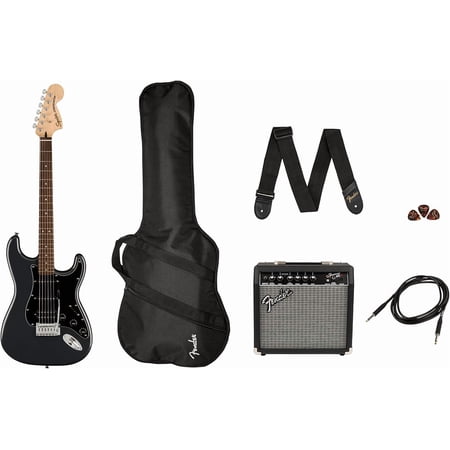 Squier Affinity Series Stratocaster HSS Pack (Charcoal Frost Metallic; Indian Laurel Pickguard)
