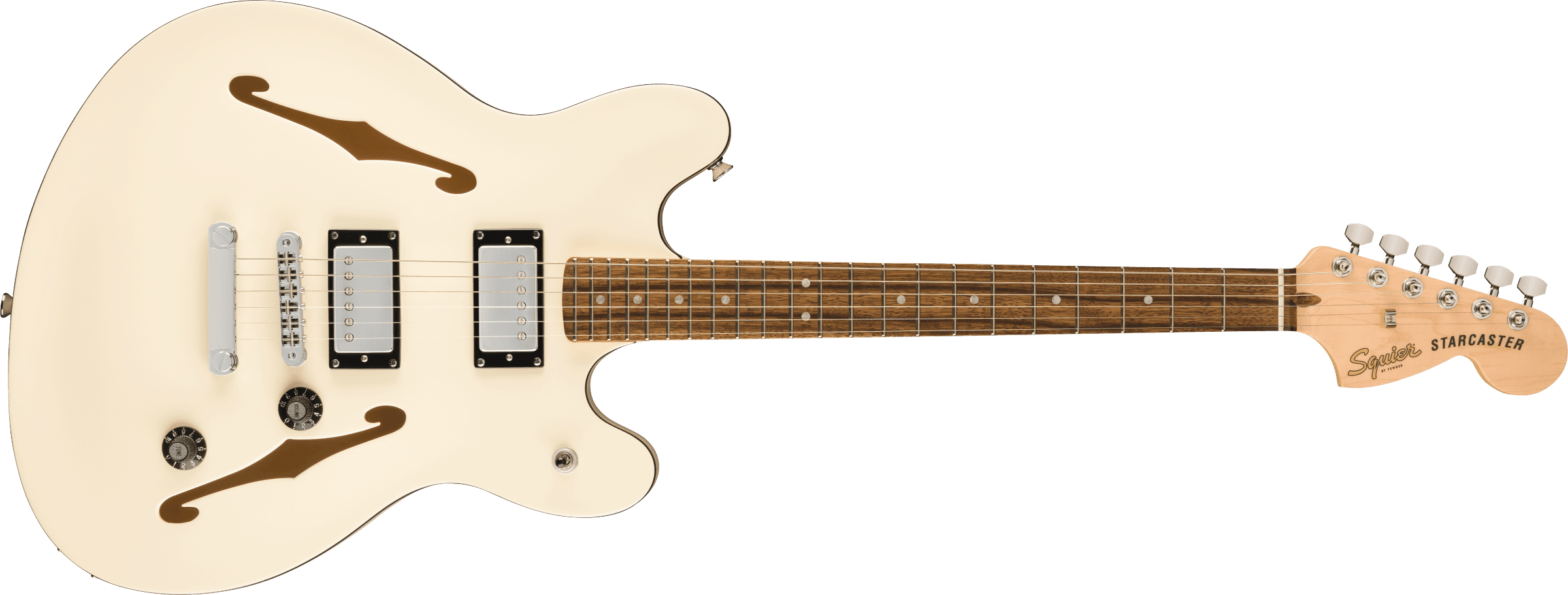 Squier Affinity Starcaster Deluxe Semi-Hollow Electric Guitar, Laurel Fingerboard, Olympic White