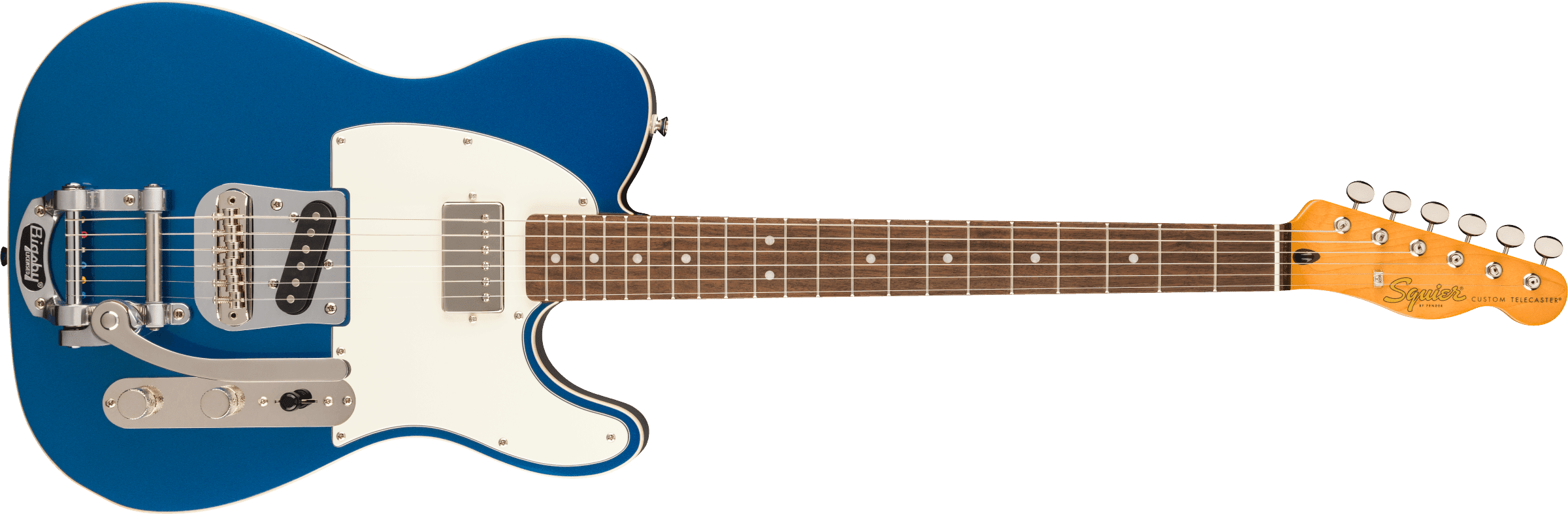 Squier Classic Vibe Custom Telecaster SH with Bigsby Parchment Pickguard and Nickel-Plated Hardware (Lake Placid Blue)