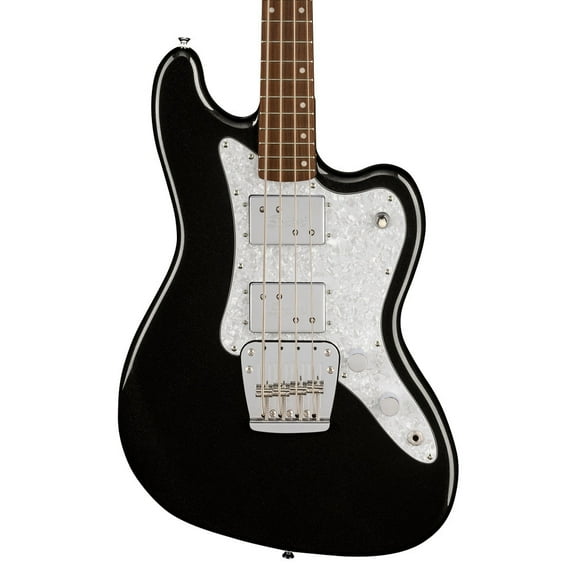 Squier Paranormal Rascal Bass HH, Laurel Fingerboard, White Pearloid Pickguard, Metallic Black