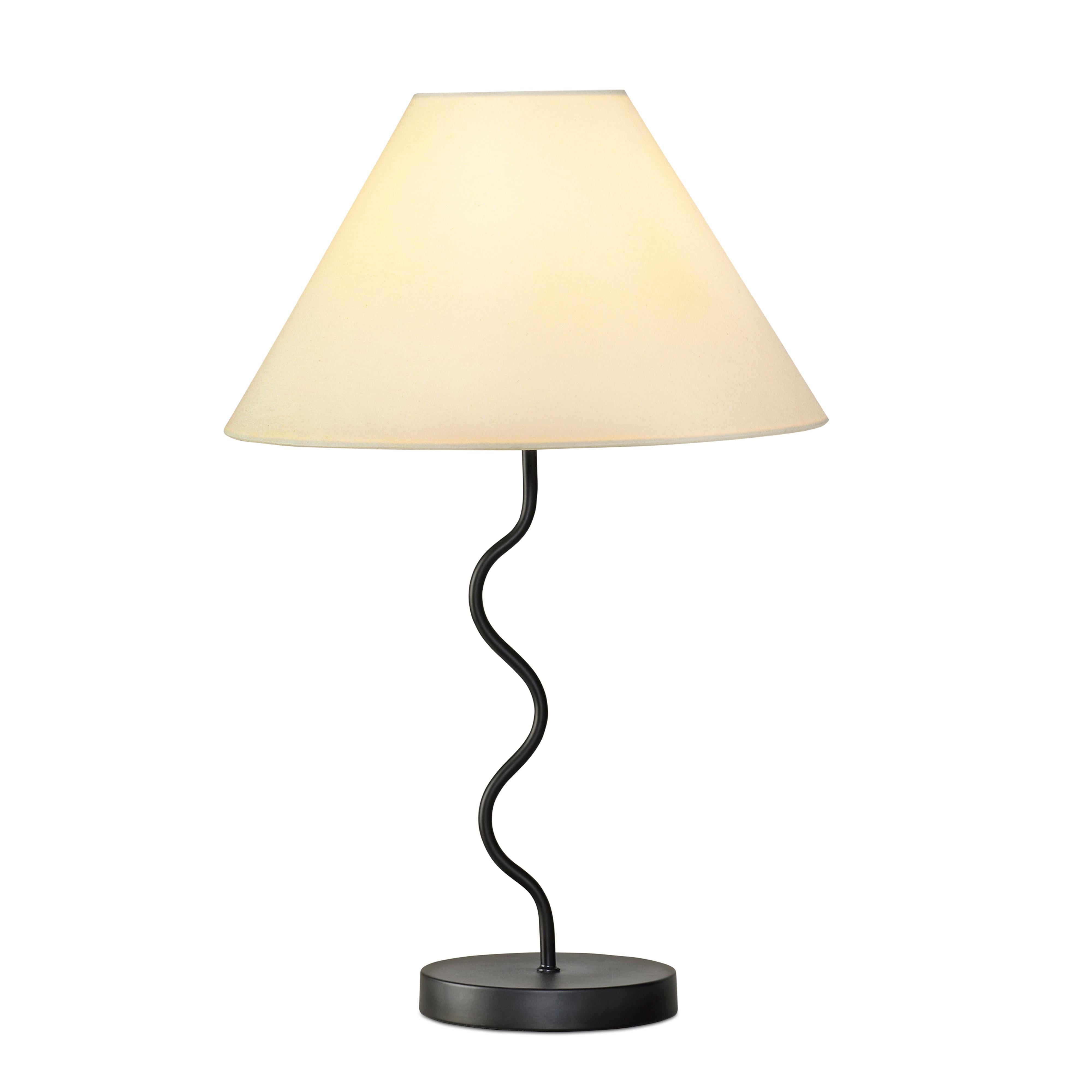 Squiggle 22" Black LED Table Lamp with Ivory Shade